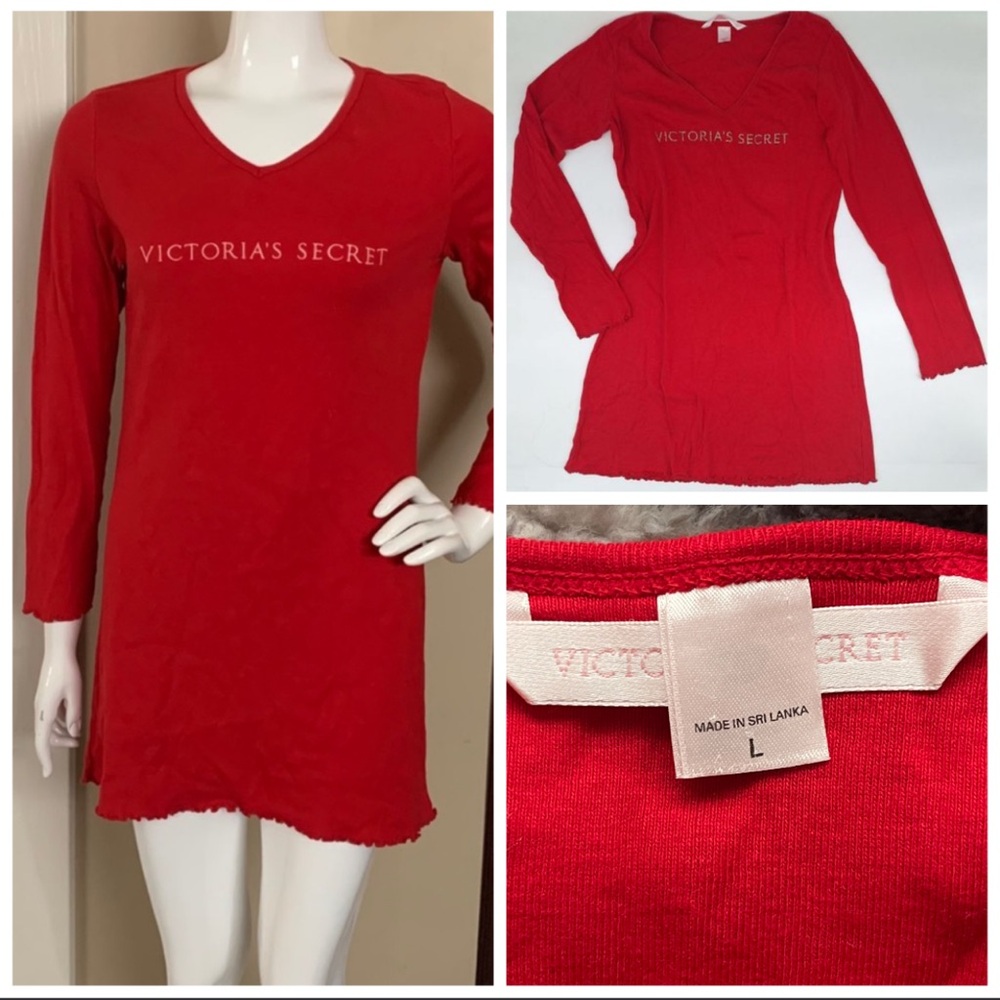 Victoria's Secret Red V-Neck Sleep Dress.